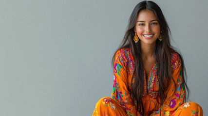 Indian woman wearing traditional huipil tunic mexican guatemala cloth