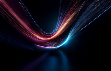 Aufkleber - Abstract background with colorful, glowing lines curving in a dark space.