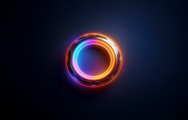 Aufkleber - a vibrant, glowing ring of light against a dark blue background.