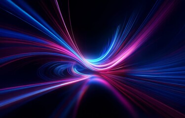Aufkleber - abstract light streaks in blue and purple, flowing and swirling, with a dark background.