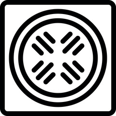 Poster - Simple black and white icon of a sewer grate with a circular pattern
