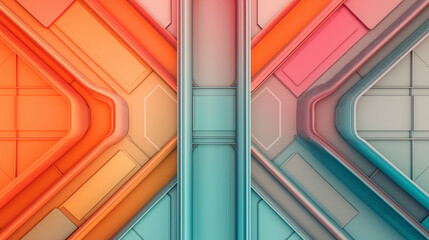 Poster - abstract geometric background in multicolored pastel shades and minimalistic style. Details and architectural layering.