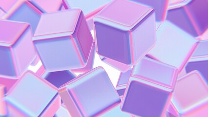Aufkleber - Abstract Pastel Cubes Floating in a Soft Gradient Environment