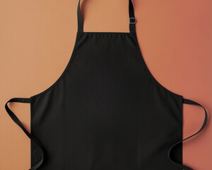 Blank black baker chef apron mockup for professional kitchen staff front view with adjustable ss