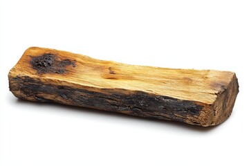 Poster - natural wood log on white background