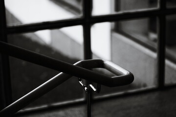 Poster - A classic railing in black and white photograph.