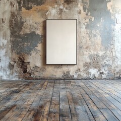 Wall Mural - grunge interior room with empty picture on a textured wall may used as background
