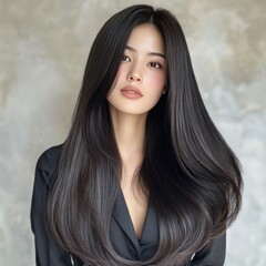 Beautiful woman with long straight hair