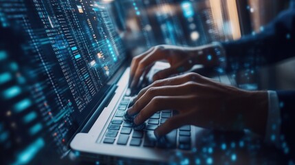 Poster - Programmer Typing Code on Laptop