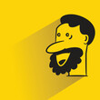 © bigpa - amazed beard man avatar with shadow on yellow background