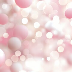 Wall Mural - soft pink and white bokeh lights and floating spheres on a light gradient background. abstract dream