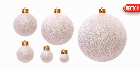 Wall Mural - set of christmas decorations in form of balls with sparkles realistic 3d design. xmas ornaments ball