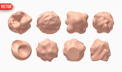 Poster - Set of Metaball shapes of objects realistic 3d design. Collection Meteorites asteroids comet Round ball spherical elements. Vector illustration