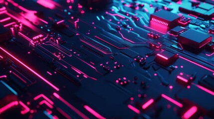 Poster - Neon Circuit Board