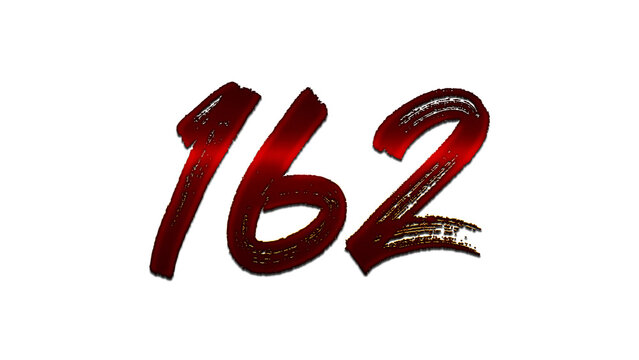 3D blood red number design of 162 on white background.