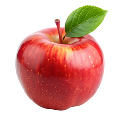 red apple with leaf