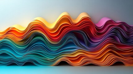 Poster - Gradient abstract 3D paper cutstyle illustration for World Book Day displaying layers of books with flowing shapes and colors set against a minimalistic backdrop to evoke creativity and imagination