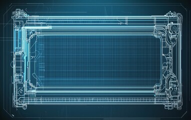 Poster - Detailed technical blueprint of a modern device showcasing intricate component design and engineering layout displayed on a dark background