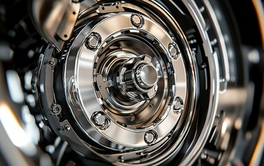 Poster - Close-up of a metallic mechanical component highlighting intricate details and craftsmanship in a futuristic design