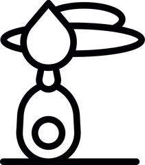 Poster - Line icon of a process of extracting oil from an avocado, a drop falling from sliced avocado to the pit