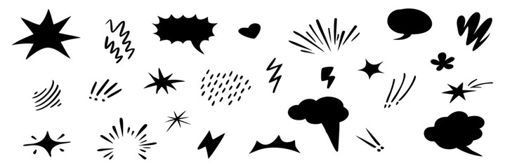 Wall Mural - comic boom cartoon effect line element set