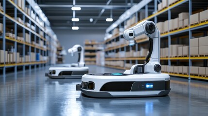 Automated robotic systems for efficient warehouse logistics and inventory management in modern facility