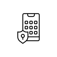 Poster - Secure phone outline icons, minimalist vector illustration ,simple transparent graphic element .Isolated on white background