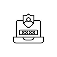 Poster - Secure account outline icons, minimalist vector illustration ,simple transparent graphic element .Isolated on white background
