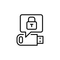 Poster - Secured drive outline icons, minimalist vector illustration ,simple transparent graphic element .Isolated on white background