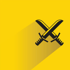 Canvas Print - crossed swords symbol with shadow on yellow background