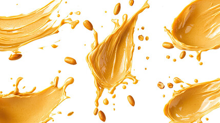 Poster - Peanut Butter and Seeds on White Background Generative AI