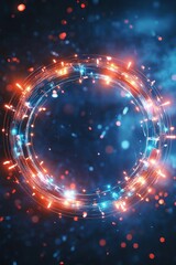 Poster - Energetic circle of light with blue and orange hues.