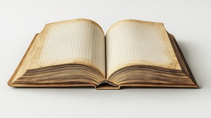 Poster - Minimalistic 3D rendering of a note book with realistic details featuring white grid paper and an open cover isolated on a white background perfect for a modern creative design concept