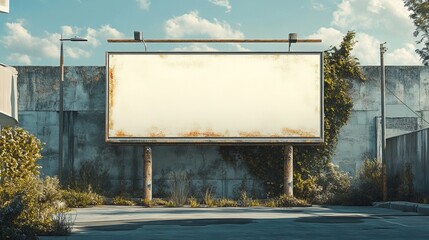 Two empty billboards for advertising on textured walls digital ads