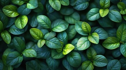 Lush green foliage background texture with vibrant leaves.