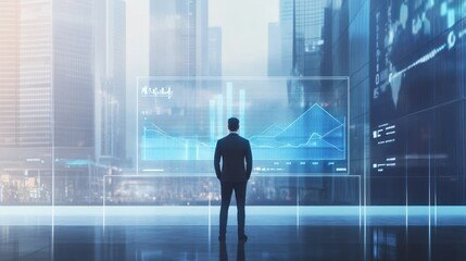 Poster - Businessman Analyzing Data In Modern City