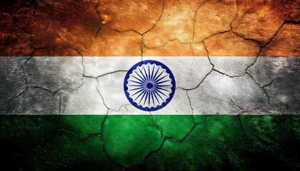 古いビンテージのインドの国旗(Old grunge vintage India flag.)
