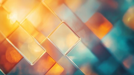 Poster - abstract attractive background consisting of pieces of multicolored glass and rays of light. Pleasant and minimalistic shades