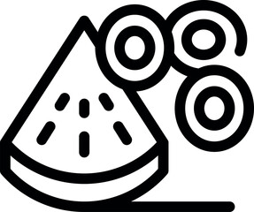 Poster - Line icon concept of watermelon slices generating money profit, perfect for your design needs