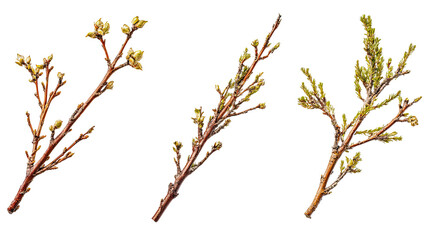 Poster - branch with budding leaves on a clear background generative ai