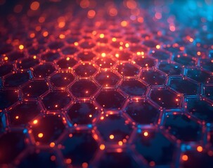 Aufkleber - Vibrant hexagons fill abstract backgrounds with technology patterns and colors for banners and design elements.
