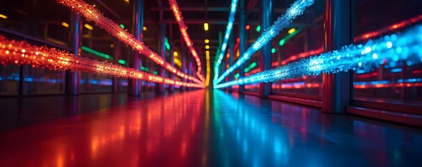 Poster - Vibrant light fiber cables add a pop of color to indoor spaces.