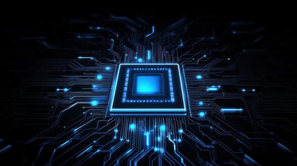 Poster - Blue Glowing Circuit Board