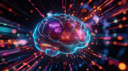 Poster - Holographic Digital Brain Rotating Interface Concept