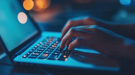 Poster - Hands Typing on Laptop Keyboard