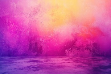 Poster - Dynamic blend of rose, violet, and tangerine: artistic backdrop with glowing highlights, bright features, and natural texture overlaid on a clear cutout space showcasing grainy disturbance