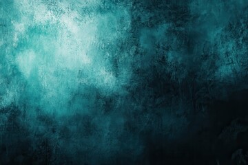 Poster - Teal and ebony, empty template section, patterned backdrop with grainy texture and color transition, luminous radiant light and glimmering abstract canvas