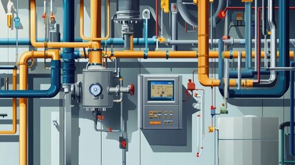 Poster - Industrial Piping System Illustration