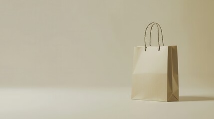 Poster - Simple Paper Shopping Bag on a Neutral Background