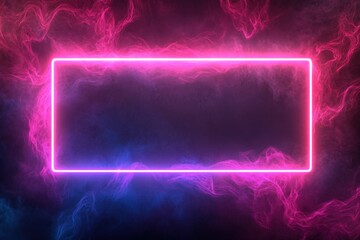 Poster - Glowing neon rectangle against a black backdrop, dynamic energy wave overlay for continuous horizontal motion animation tailored for mobile or smartphone users